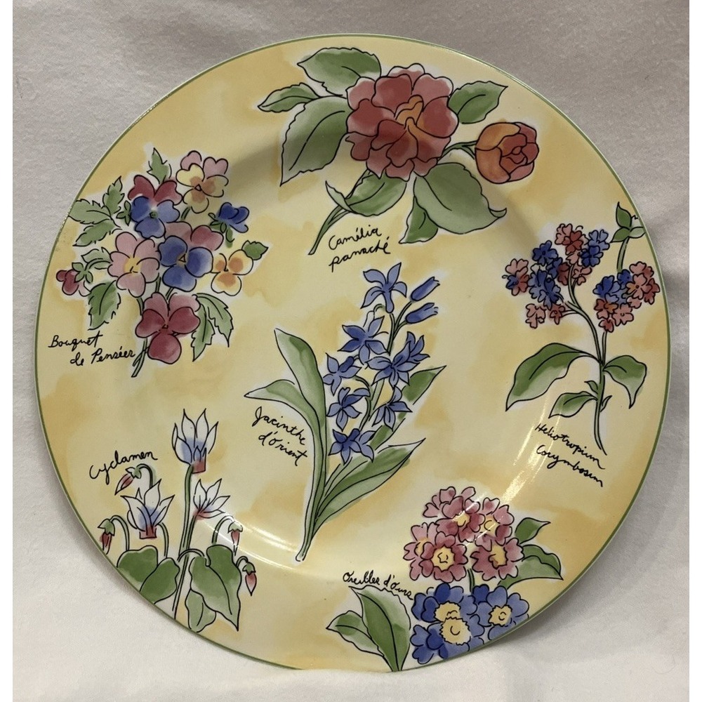 Sakura Creme Brulee Salad Plate Yellow Floral Sue Zipkin Stoneware 8.25"